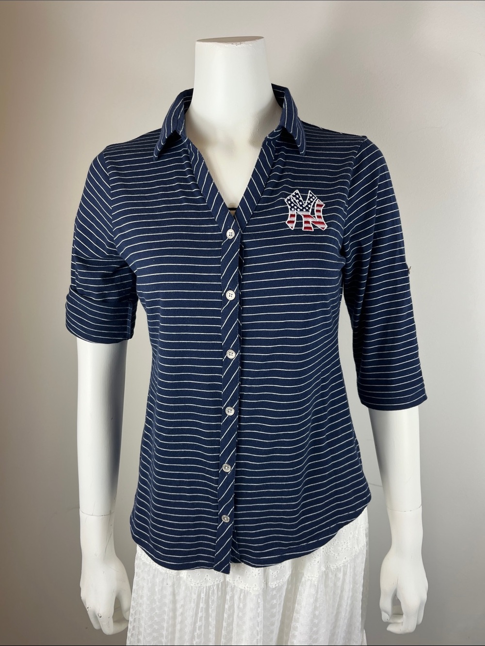 Cutter & Buck Navy White Striped NY Yankees (S/P)
